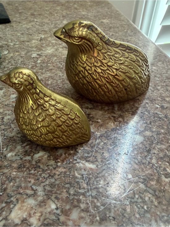 Vintage Other - Vtg Metal Brass Quail Bird Set of 2 Figurine Paperweight MCM Decor Made in Korea
